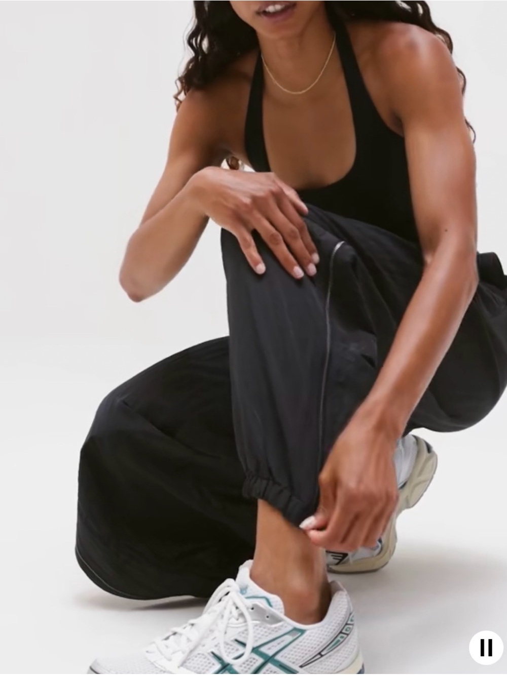 Athleta Black Wide-Leg Track Joggers with Elastic Cuff